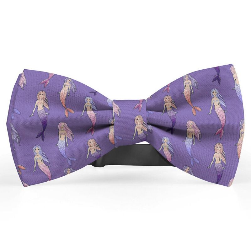 Cute Mermaids Purple Bow Tie For Men