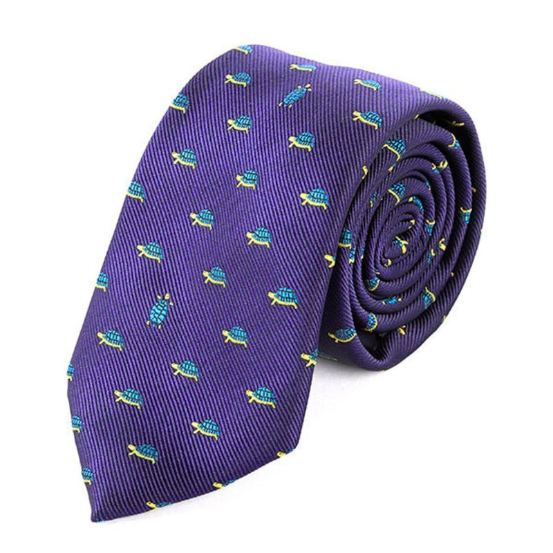 Tie Purple Turtle Motif For Men