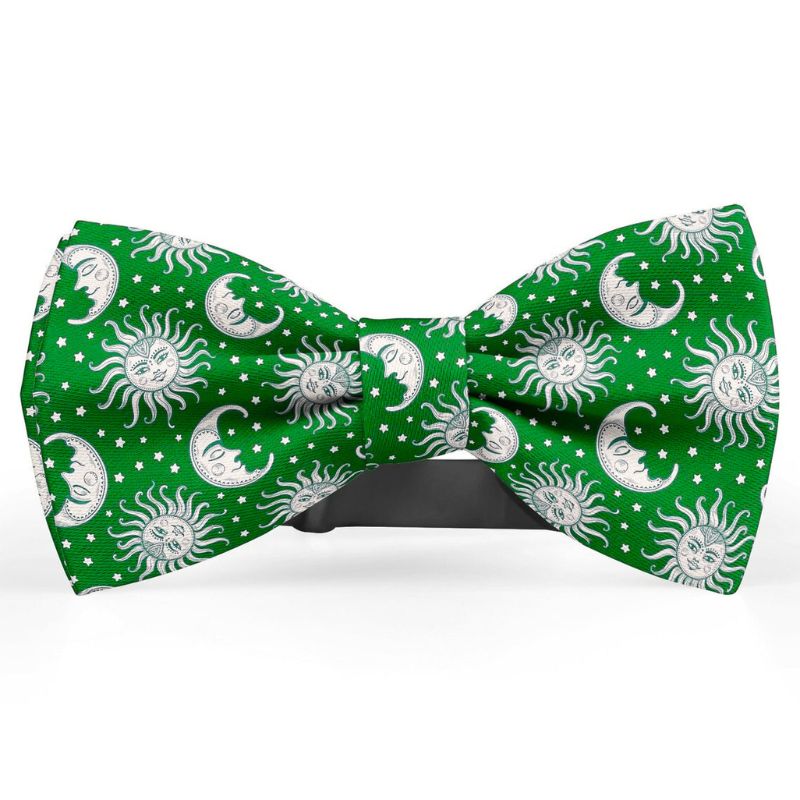Vintage Sun Moon Green Bow Tie For Men